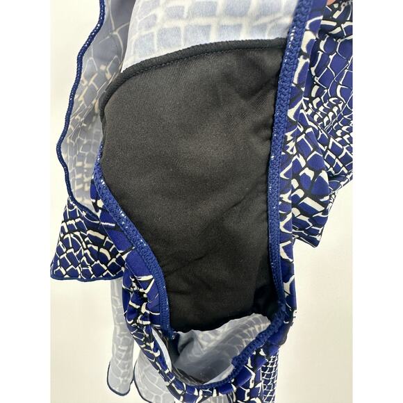 Shore Shapes Swimwear One Piece Bathing Suit Women 14 Blue Printed Skirt Cinch - Picture 4 of 8